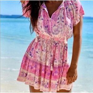 SPELL Floral Pink Summer Boho Mystic Play Dress Size Small